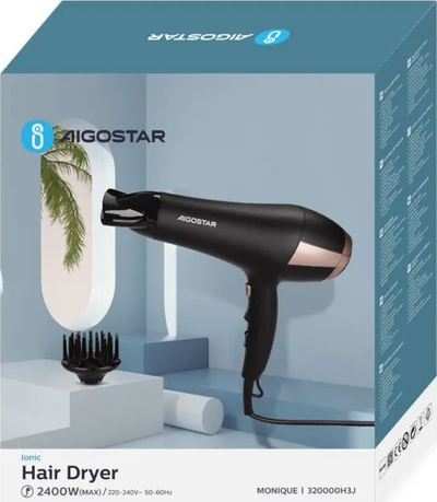 Tharëse flokësh Aigostar Monique, me jone, 2400W, e zezë