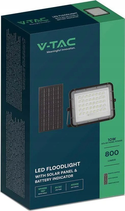 Projektor LED V-TAC, 80W, panel diellor, 4000K, i zi