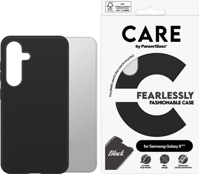 Kllapë mbrojtëse PanzerGlass CARE Fashionable, për Samsung Galaxy S25, plastike e ricikluar, e zezë