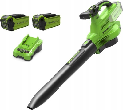 Fshesë ajri dhe vakum për gjethe Greenworks GD40BVII, 40V, pa kabllo, me 2 bateri 2Ah dhe karikues