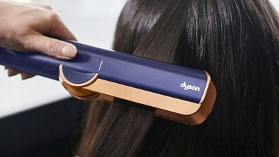 Преса за коса Dyson Airstrait HT01, сушење и израмнување, сина и бакарна