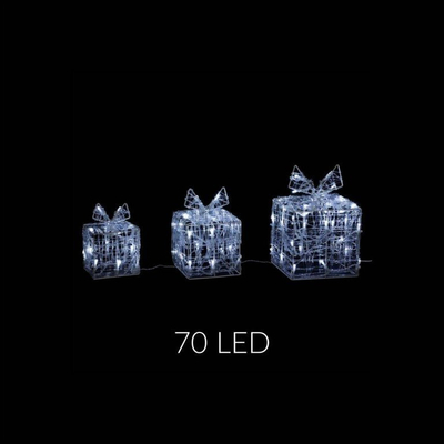 Set dekorativ dhurata LED Fééric Christmas, 3 copë, 70 LED, e bardhë e ftohtë