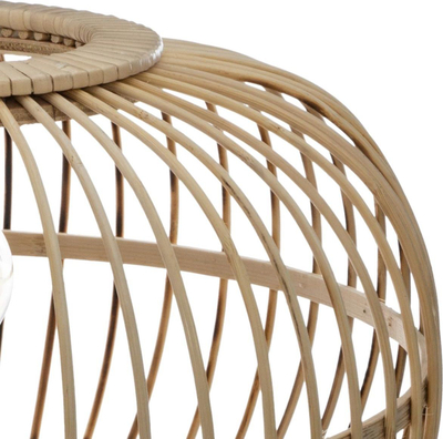 Llambë tavoline Atmosphera Eads, bambu, 33 cm, bazë metalike e zezë