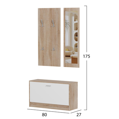 Set paradhomë me pasqyrë Vern 80×27×175 Hcm (HM2476.04), bardhë