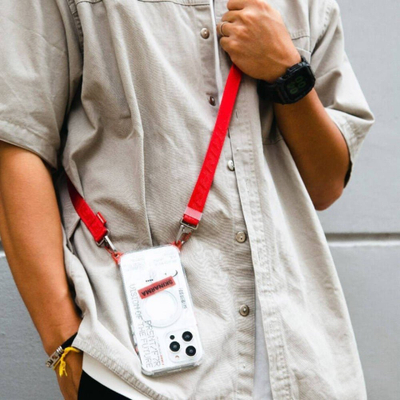 Lidhëse universale telefoni Skinarma Scout, e rregullueshme, material i gërshetuar, e kuqe