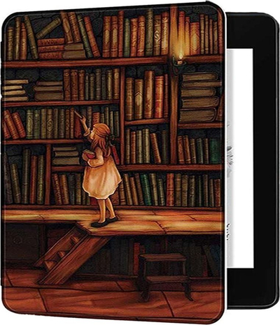 Mbulesë Smart Graphic Case për Kindle Oasis 2019, Library Girl, plastike, shumëngjyrëshe