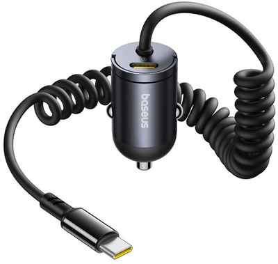 Полнач за автомобил Baseus Tiny Star, 30W, USB C со кабел, црн