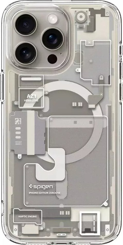 Kapak telefoni Spigen Ultra Hybrid Zero One MagFit, për iPhone 15 Pro Max, MagSafe, titanium natyral