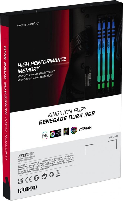 Memorie Kingston Fury Renegade RGB, DDR4, 32 GB, 3600 MHz, CL16, KF436C16RBAK4/32
