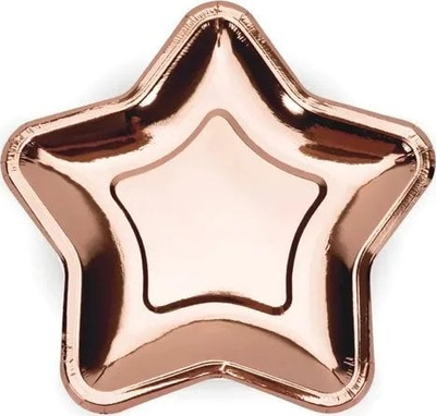 Pjata letre PartyDeco Stars, 18cm, set 6 copë, rose gold