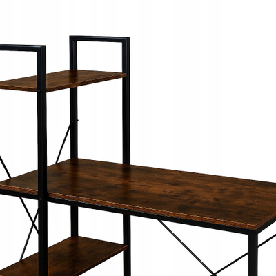 Tavolinë zyre Modern Loft School Desk, me rafte të integruara, dyshtresore, ngjyrë druri