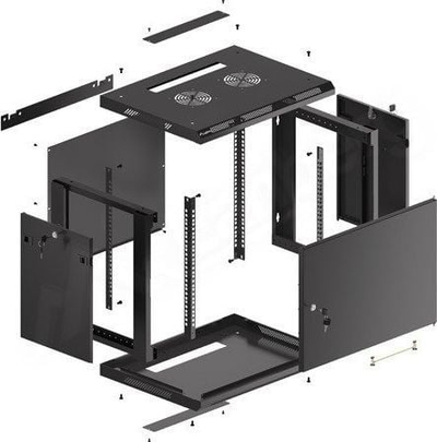 Kabinet rrjeti për mur Lanberg WF01-6409-00B, 19", 9U, i zi
