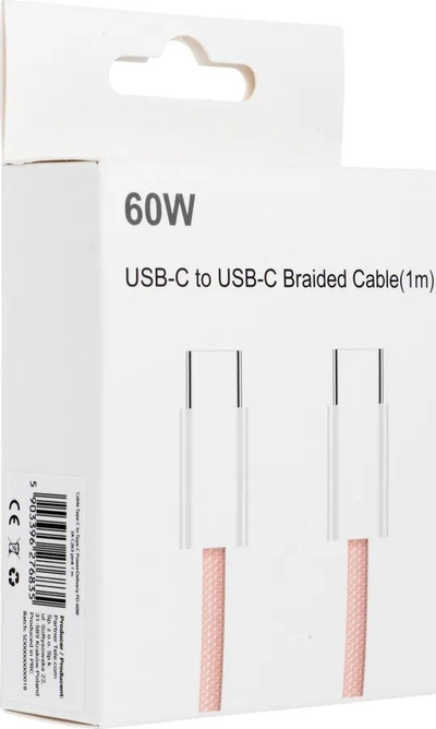 Kabllo USB-C Partner C263, PD 60W 3A, 1 m, rozë