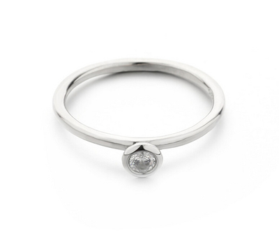 Unazë MOISS Fermector Silver, zirkon transparent, argjend