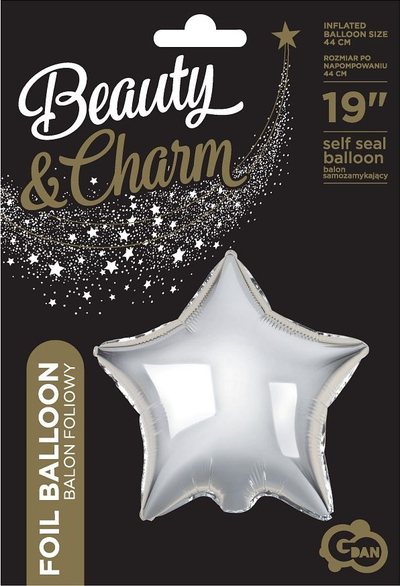 Balonë folie Godan Star Beauty and Charm, 36 cm, argjendtë