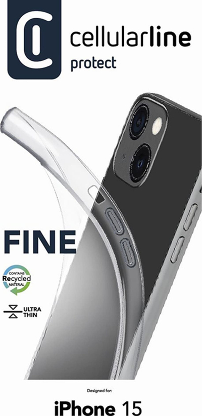 Mbrojtëse telefoni Cellularline Fine Case iPhone 15, transparente, ultra e hollë