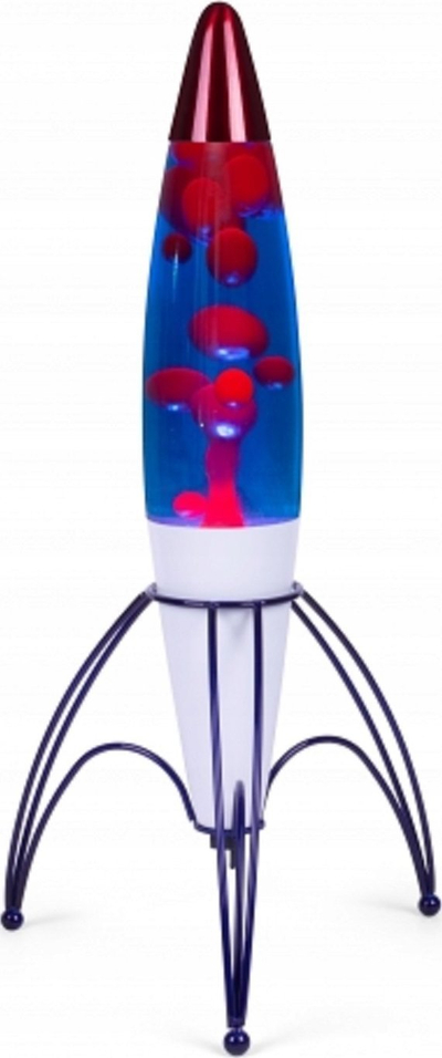 Llampë dekorative Thumbs Up Lava Lamp Retro Rocket, stil rakete, efekt lavë, blu me të kuqe