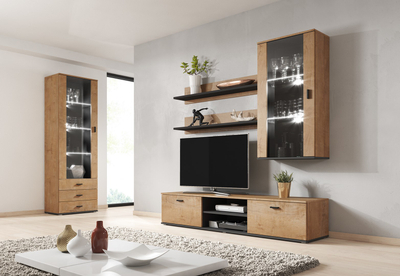 Raf muror Cama SOHO POL LEF, 125 x 20 x 20 cm, set 2 copë, i zi mat
