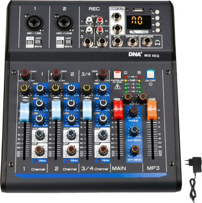 Mikser analog DNA MIX 4 EQ, 4 kanale, USB Bluetooth, i zi