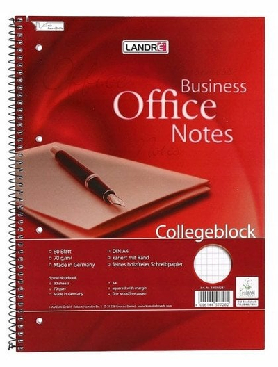 Bllok shënimesh Landr Office A4+, 80 fletë, me katrorë, i kuq