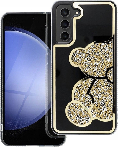 Mbrojtëse telefoni Teddy Bear për Samsung Galaxy A13 4G, PU TPU, me shkëlqim, ngjyrë gold