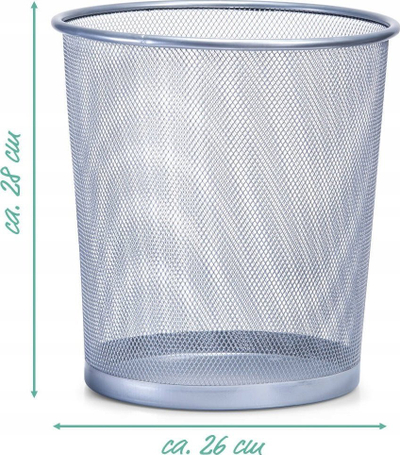 Koshi për letra Zeller Mesh, 12L, metalik, argjendtë
