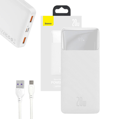 Powerbank Baseus Bipow PPBD10K, 10000mAh, 20W, i bardhë