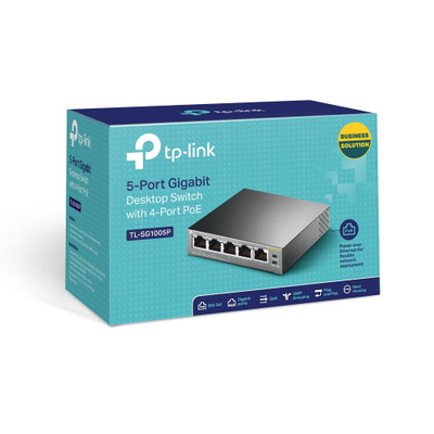 Switch rrjeti TP-Link TL-SG1005P, 5 porta Gigabit, 4 porta PoE+, metalik