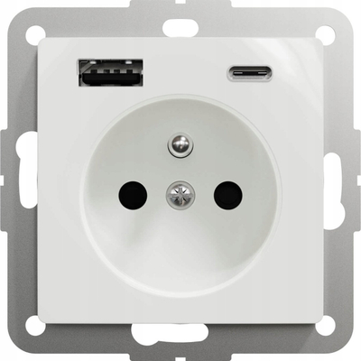 Priza Schneider Sedna Design SDD111072, me USB A+C, 3A, e bardhë