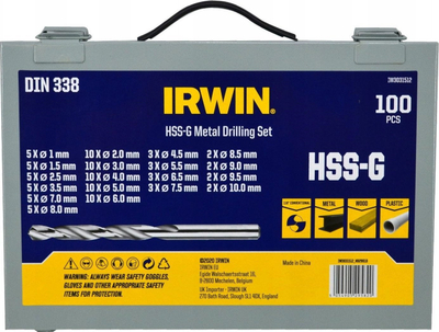 Set stërvitjesh metali Irwin Turbomax, 100 copa, 1.5-10 mm