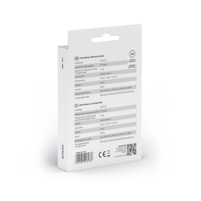 Kuti e jashtme për SSD M.2 NVMe Savio AK-67, USB-C 3.1, gri