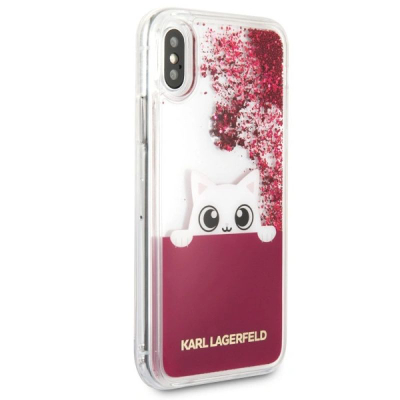 Futrollë telefoni Karl Lagerfeld K-PEEK A BOO, për iPhone X, me glitter, fuksi