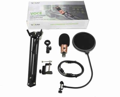 Mikrofon USB GELID Voce Kit, kondensator, me pop filter, i zi