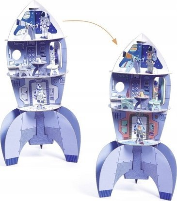 Set kreativ Djeco Color Assemble Play Space Rocket, 55 pjesë, DIY, shumëngjyrësh