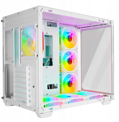 Kuti kompjuteri Rampage LOOPY, ATX Mid Tower, ARGB me telekomandë, xham i temperuar, e bardhë