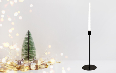 Mbajtëse qiriri Home Styling Collection, metal, 25 cm, e zezë mat