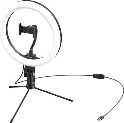 Unazë drite LED për telefon Baseus Live Stream, 10", USB, e zezë