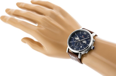 Orë dore Tommy Hilfiger 1710393, quartz, rrip lëkure, argjendtë