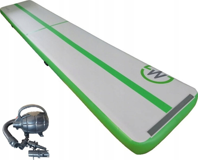 Надувачка гимнастичка душеци Master Airtrack 6 m, 20 cm, зелено-бел