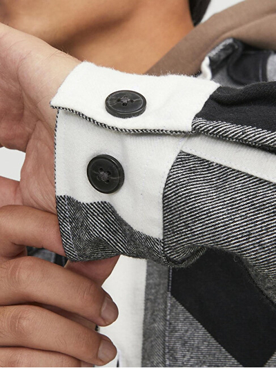Këmishë për meshkuj Jack & Jones JJEDARREN, e zezë/ e bardhë
