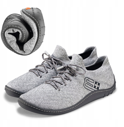 Këpucë grash Brubeck Barefoot Merino, Zero Drop, gri e hapur grafit