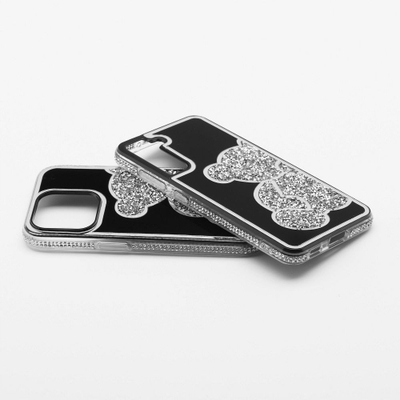 Futrolla OEM TEDDY BEAR për iPhone 17 Pro, PU TPU, argjendtë