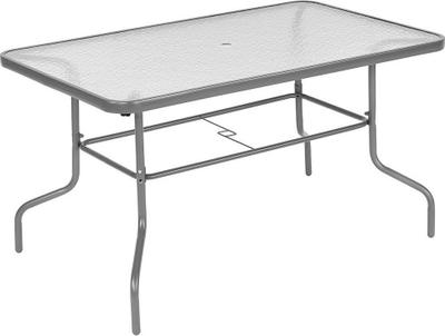 Set mobilje kopshti Saska Garden, tavolinë me 4 karrige dhe çadër, gri