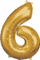 Balonë numri Amscan Super Shape 6, 55 x 88 cm, ngjyrë ari