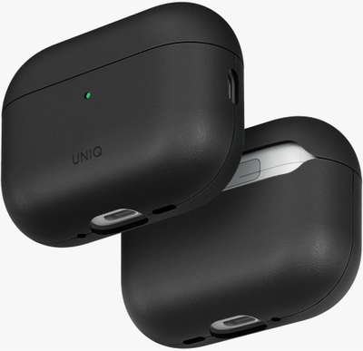 Заштитен капак UNIQ Lyden VEX за AirPods Pro 3, синтетичка кожа, Dallas Black, црн