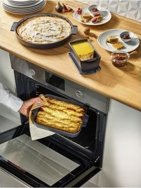 Tavë pite Peugeot, qeramike 28cm, rrumbullake, gri e errët
