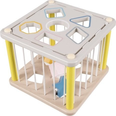 Lodër druri edukative KRUZZEL Shape Sorters, kub me forma, 12 copë, shumëngjyrëshe