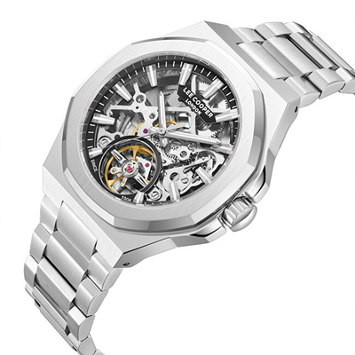 Ora burrash Lee Cooper Alexandre LC08368.350, automatike, skeleton, argjendi