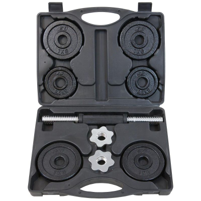 Hantel dore EB Fit prej gize, 7 kg, e rregullueshme, e zezë