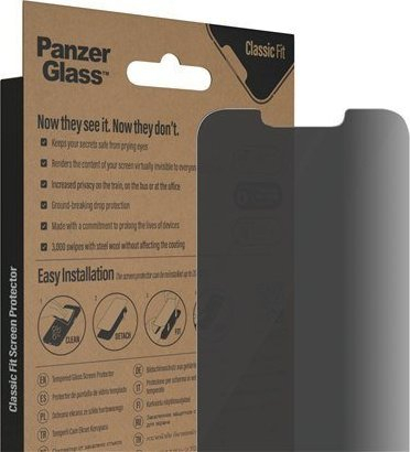 Xham mbrojtës PanzerGlass Privacy Classic Fit për iPhone 14, i fortë ndaj goditjeve, transparent